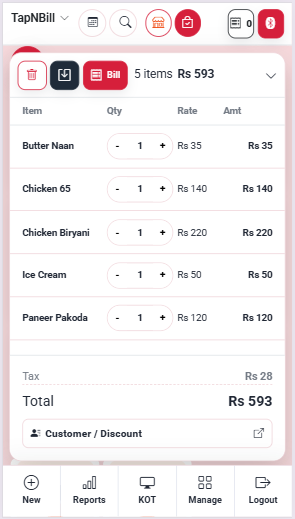 Mobile snapshot for step 3: View and Confirm Order